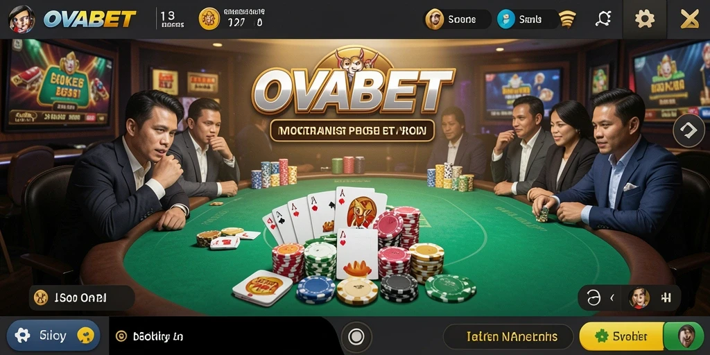 Tampilan gameplay Poker yang mendebarkan di OVABET.