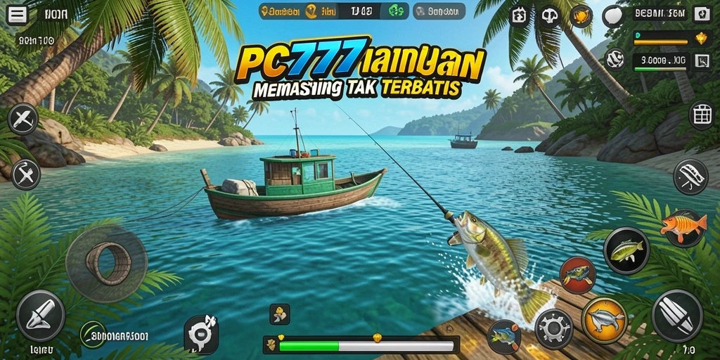 Tampilan gameplay PC777 yang menarik saat memancing di laut.