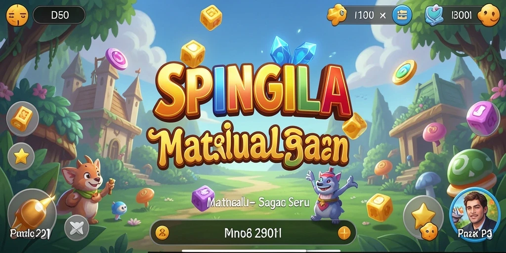Gameplay SPINGILA yang penuh warna dan seru dalam aksi Match-3.